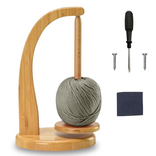 Dérouleur de Laine, Dévidoir de Laine Yarn Rotatif, Présentoir de Fil Magnétique Rotatif en Bois, Yarn Winder Porte Bobine de Fil, pour Crochet et...
