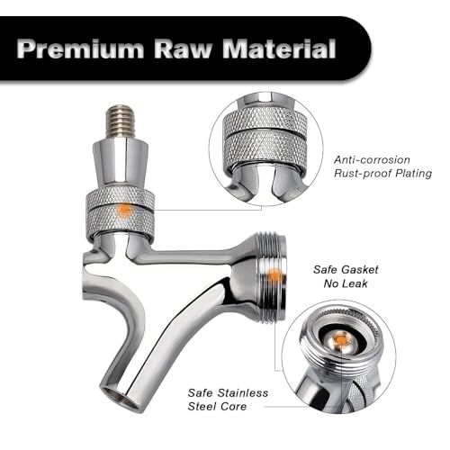 image for FERRODAY Stainless Steel Core Draft Beer Faucet Polished Brass Beer Fa