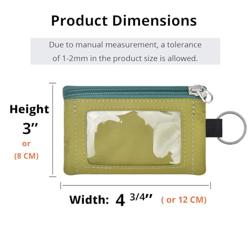 Image of RFID Blocking Travel Wallet with Adjustable Lanyard, Small Nylon Zipper Pouch and Badge Holder for ID, Credit Cards, Cash, Keys, Commuters (Olive Green)
