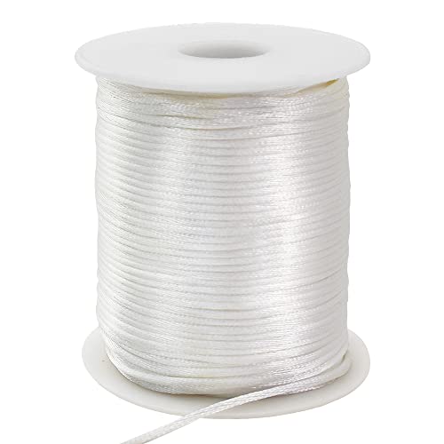 TONIFUL 2mm x 110 Yards Cream White Nylon Cord Satin String for Bracelet Jewelry Making Rattail Macrame Trim Cord Necklace Bulk Beading Thread Kumihimo Chinese Knot Craft