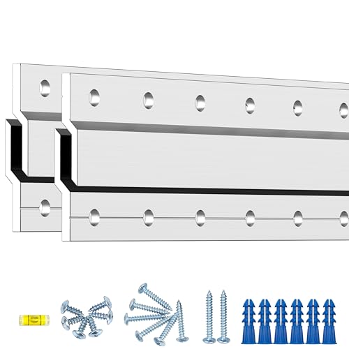 Image of French Cleat Hanger 26 Inch - 2 Pack - Picture, Mirror, Whiteboard, Pallet or Panel Interlocking Wall Mounting Bracket - Aluminum Z Bar Clip Hanger Supports 120 lbs