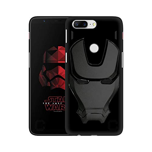 Image of COVERLY Official 3D Touch Feel Trending Marvel Avengers Logo Mask Soft Rugged Grip Iron Man Super Power Cartoon Movie Silicone Matte Back Cover for Oneplus 5T / One Plus 5T - Black (2018)