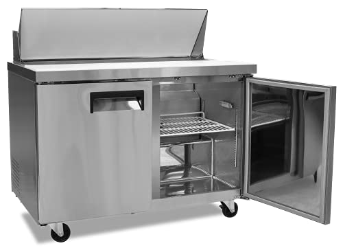 Image of FSE 47-Inch Two-Door Refrigerated Commercial Salad /Sandwich Prep Table, 12 Cubic Feet, Stainless Steel, 115 v, (MRSL-2D)