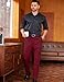COOFANDY Men Fashion Expandable Waist Suit Pants Formal Work Regular Fit Pants Dark Red