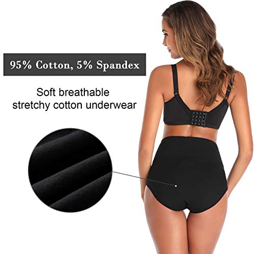 Image of Women's High Waist Cotton Underwear Soft Brief Panties Decorated with Lace Regular and Plus Size
