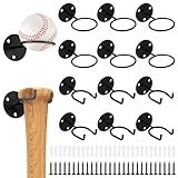 INTERWARM 12 Stück Baseball Wandhalterung 2 Stil Baseballschläger Aufbewahrungsständer Robuste Wandhalterung Stabiler Softball Wandhalter Für Herren Sportball Präsentationsständer Schwarz