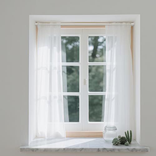 Image of Goowin Tension Curtain Rod 22 to 36 Inch, 5 /8 inch Diameter No Drilling Small Tension Rod, Expandable Spring Loaded Curtain Rods, Rods for Closet, windows, Cupboard, 4 Pack, White