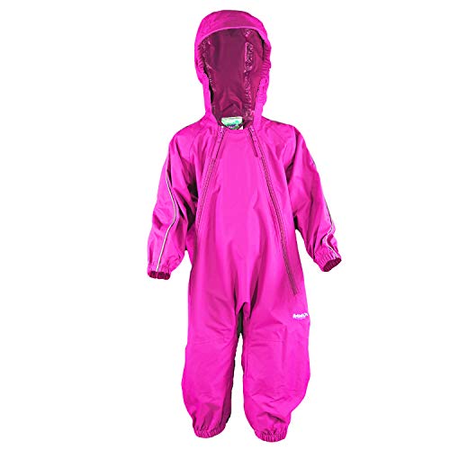 Splashy Waterproof One Piece Rainsuits and MudStopper Coveralls for Kids (5 Years, Hot Pink)