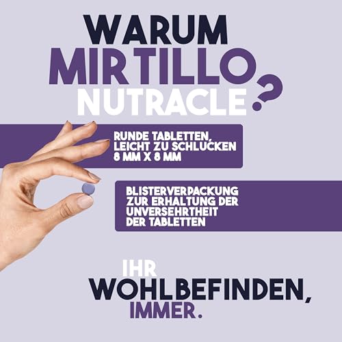 Nutracle Heidelbeere 600mg 60 Tabletten Hochdosiert | Mikrozirkulation Beine, Kapillaren, Venen, Augen und Augenlicht | Detox für den Kreislauf In Anthocyanen und Rutin titriert