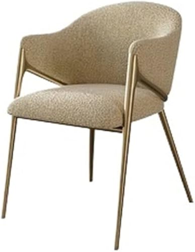 Sillas de comedor, silla de piel sintética con respaldo de barril y patas de metal para sala de estar, Sillas para comedor (caqui)