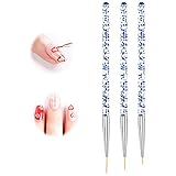 3 Stück Nagel Art Liner Pinsel, Blau Profi Detail Pinselset, Acryl Nagel Bürsten, UV Gel und Acrylfingernägel Nailart Maniküre Nagelzubehör Pinsel Maniküre Salon Tools
