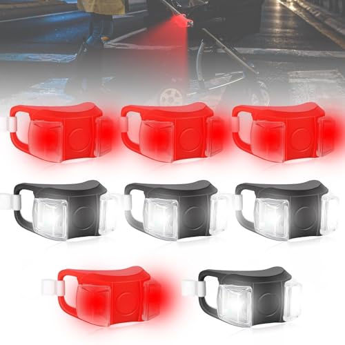 8 luces de silicona para cochecito de bebé, luz LED para cochecito de bebé, luces de silicona impermeables, 3 modos, luces multiusos para cochecito, corredores de exterior (8, M)