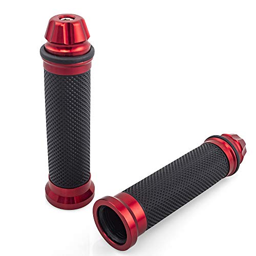 Evomosa 1 Pair 7/8" Aluminum Rubber Gel Ergonomic Cnc Handlebar Grips Hand Grips For Motorcycle Sports Mtb (Red) #TOP2
