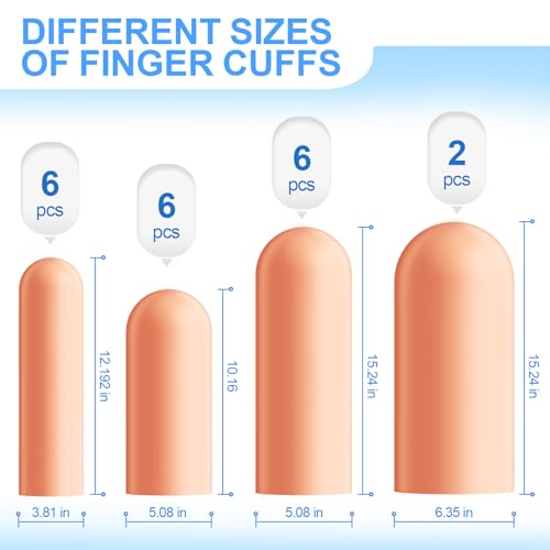 20 Pcs Gel Finger Protectors, Finger Caps Silicone Fingertips Protection, Reusable Soft High Elastic Fingertip Bandages for Relief Finger Arthritis, Cracked Fingers, and Other Finger Pain(Multi-Size) - Thumbnail 2