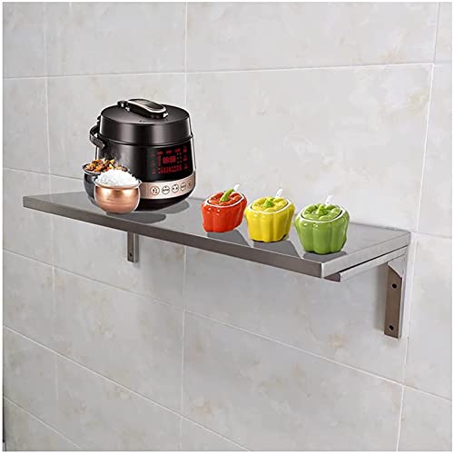 Table murale en acier inoxydable argent 23 cm | Support de rangement et table à manger - 7