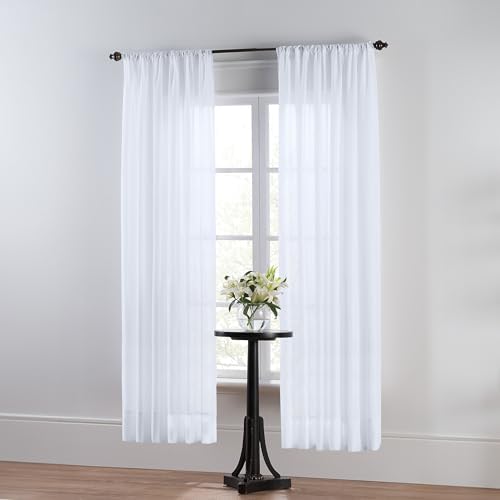 SmartSheer Thermoregulating Semi-Sheer Curtains – Energy-Saving Privacy Panels with UV Light Deflection, Heat & Cold Insulation (White, 84L x 59W, Pack of 1)
