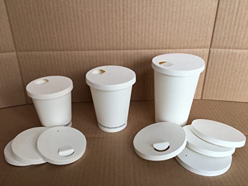 Nicoletti 100 Bicchieri di Carta Bianchi per Caffè americano,cappuccino, the o bevande da passeggio con coperchio nero o bianco coffee to go munito di foro per bere (Standard 250 ml)