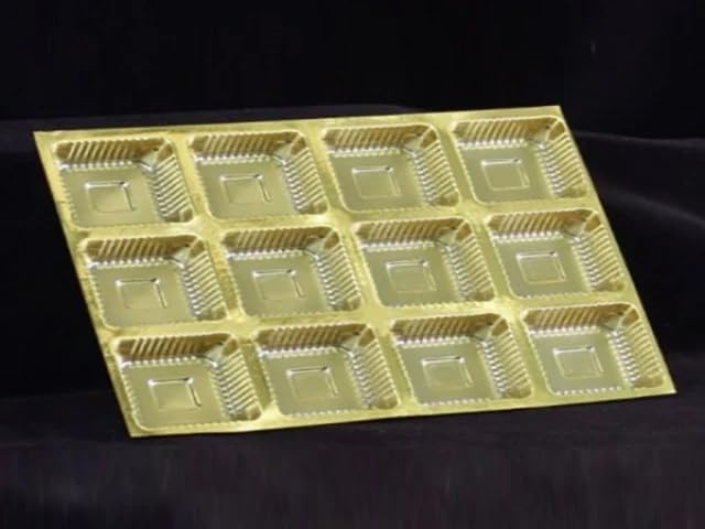 12 pc Cavity Tray | Empty Chocolate Cavity | Square Chocolate Mould | Golden Plastic Tray for Packing Chocolates, Sweets Etc. (Pack of 8)