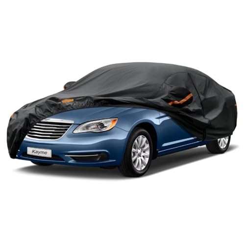 Kayme Sedan Car Cover Fit for Chrysler 200 (2011-2017) Automobiles All Weather Waterproof, Outdoor Cover Sun Rain Protection, with Lock and Zipper Doo