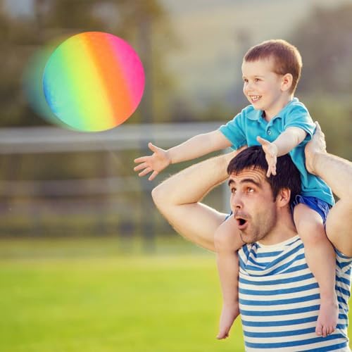 Lonimia PVC Regenbogen Ball - Bouncy Kickball, Fußball Softball, Mehrfarbiger Kinder Spielball Für Drinnen Und Draußen, Strandball Mit Pumpe