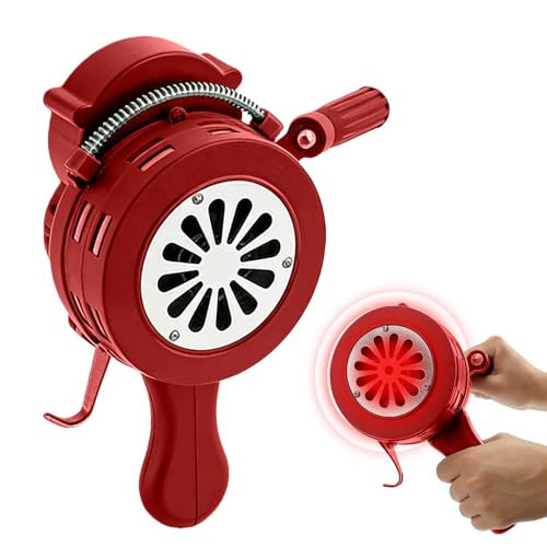 Handsirene, Tragbarer Handkurbel Sirene 110dB, Aluminiumlegierung Luftschutzsirene, Handkurbel Alarm, Hand Sirene, Manuell Sirene Alarmsirene für Fabriken Schulen Öffentliche Plätze (Rot)