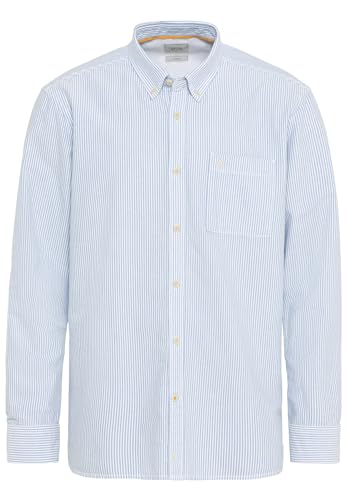 camel active Herren Oxford Streifenhemd aus nachhaltigem Organic Cotton Blau-Weiß, Menswear-XXL