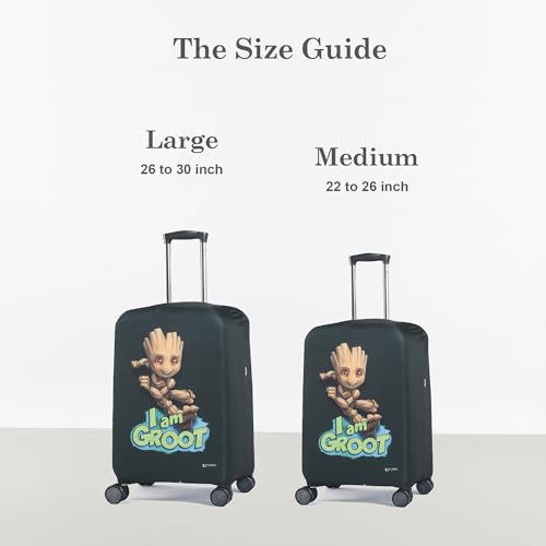Image of Heart Home 22-26 Inch Polyester Medium Size Suitcase Cover | Dustproof and Machine Washable Luggage /Trolley Bag Cover Protector | I Am Groot Print - Green