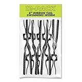 Charlie's Worms 6' Ribbon Tail Swimming Worms Soft Plastic Bass Fishing Lures | Curly Tail Design for Enhanced Action | Durable & Lifelike Bait | 12 Pack | Black