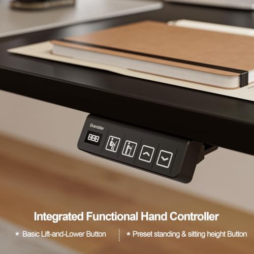 Image of Grandder 75 x 61 Inch L Shaped Standing Desk, Electric Height Adjustable Corner Stand Up Desk, Sit Stand Corner Table Home Office Table, Black Top Black Frame