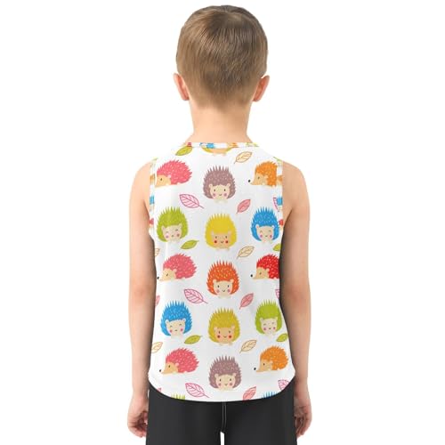 J JOYSAY Cartoon Hedgehog Leaves White Boys Tank Top Sleeveless Muscle Shirts Quick Dry Kids T-Shirts 3-15T3