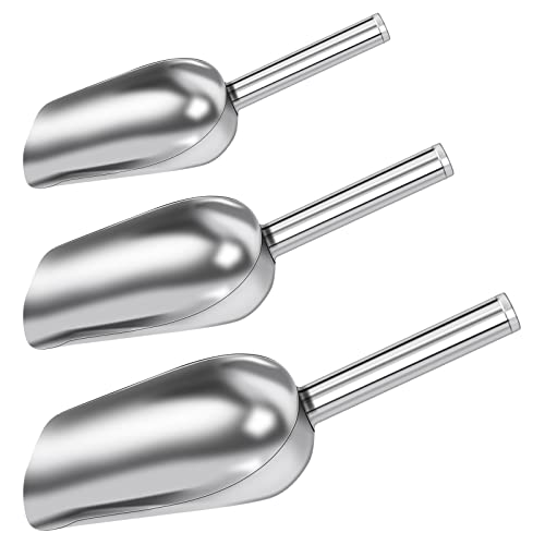 Vesaneae 3 × Hochwertige Edelstahl Schaufel, Mehlschaufel Futterschaufel Eisschaufel Abfüllschaufel, für Küche, Bar, Buffet, Party, Katzenfutter Hundefutter, Vielseitig & Spülmaschinenfest