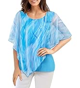 Cestyle Womens Flowy Blouses Dressy Casual Shirts Lightweight Mesh Poncho Tops