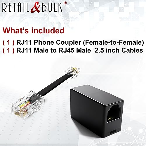 Image of (1 Pack) Phone Line to Ethernet Cable Adapter RJ11 Female to RJ45 Male for Landline Telephone Service
