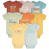 Onesies Brand unisex-baby 8-pack Short Sleeve Mix & Match Bodysuits, Fun Fun Fun, 0-3 Months
