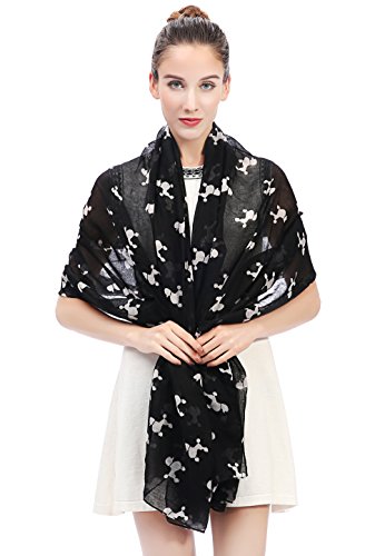 Lina & Lily Poodle Dog Print Women's Scarf Shawl Wrap Lightweight3