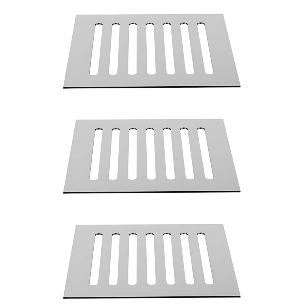 Viking SS304 Rain-Roof-Drain-Grate Square Slotted with Stainless Steel 304, length & Width 127mm (5”),Brushed, Efficient Rainwater Drainage, Ideal for balconies, outdoor (pack of 3)