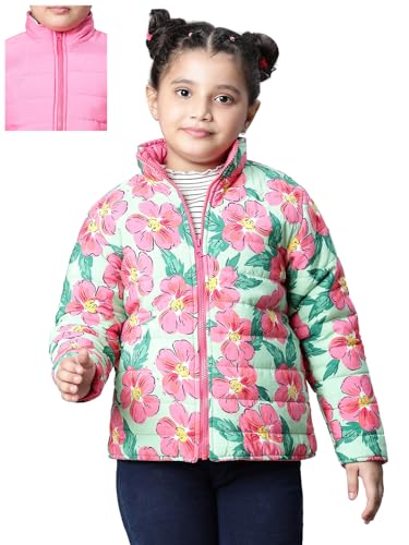 Image of oxolloxo Kids Girl Floral Print Zip Lined Long Sleeve Reversible Quilted Jacket