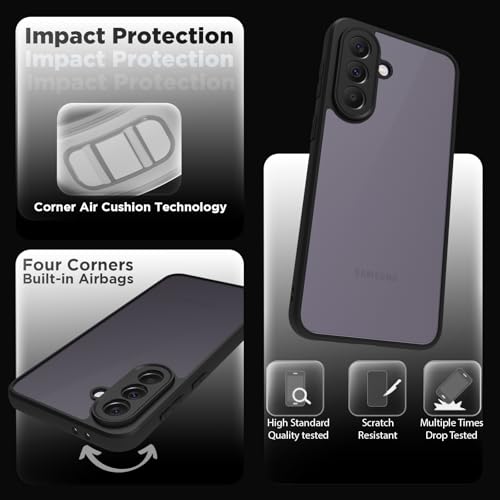 Image of RIGGEAR Shockproof Sleek Hybrid Armor Back Cover Case for Samsung Galaxy A37 5G (Smoke Black Matte PC + Black TPU Bumper)