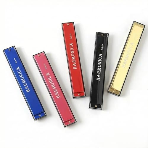 Image of Harmonica Key of C Major Polyphonic Mouth Organ Professional Musical Instrument for Beginners Students and Adults Perfect for Blues Folk Jazz Pop with Stainless Steel Cover (24 Hole)
