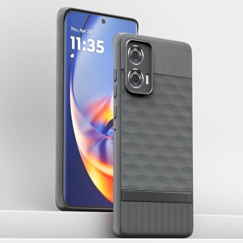 Image of Pikkme Back Cover for Motorola Motorola Moto Edge 50 Fusion 5G / Motorola Moto G96 5G Soft Grip 3D Hexa Cube Texture Silicone Bumper Case (Grey)