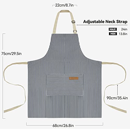 image for NLUS 2 Pcs Kitchen Cooking Aprons, Poly/Cotton Blend Adjustable Soft B