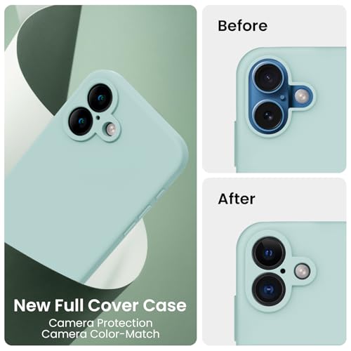 Image of FireNova Designed for iPhone 16 Plus Case, Silicone Upgraded [Camera Protection] Case, Soft Anti-Scratch Microfiber Lining Inside, 6.7 inch, Mint Green