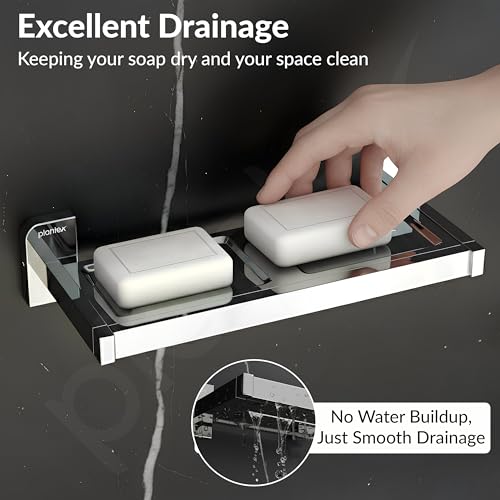 Image of Plantex 304 Grade Stainless Steel Double Soap Dish for Bathroom /Soap Case /Soap Stand /Soap Holder /Bathroom Accessories - Pack of 1 (Rolex, Chrome)