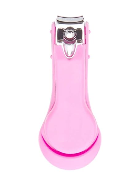 Manan Shopee Stainless Steel Baby Nail Cutter Scissor Trimmer with Safety Cover (Pink)