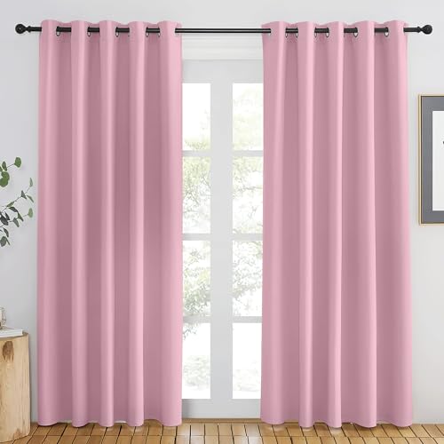 NICETOWN Rouge Pink Blackout Curtains 84 inch Length, Grommet Top Room Darkening Drapes for Bedroom Living Room, Light Blocking Window Covering for Privacy (W66 x L84 Inch, 1 Panel)