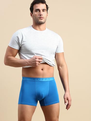 Image of KOFFY Men's Stretchable Cotton Lycra Long Trunk with C-Type Front Open | Wrinkle-Free | Ultra-Soft Elastic