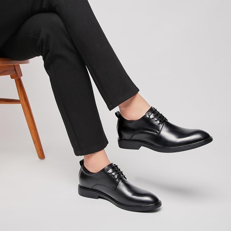 Leather Lace Up Oxford Dress Shoes for Men Round Toe Business Formal Comfortable Loafers Non Slip Office Wedding Tuxedo2