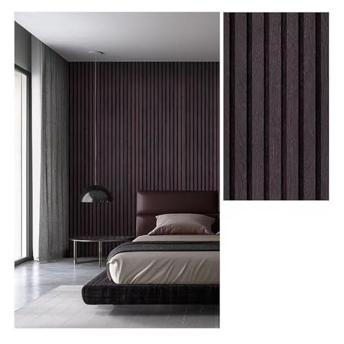 Paneles de pared auto adhesivos para la sala de estar Peel y tablones de madera de palo Decoración de la pared de acento Instalación fácil sin herramientas Mocha-Brown 10-meters*60cm