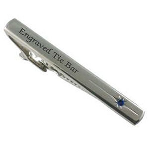 Pisacorbatas de plata antideslizante con cristal azul para caballero