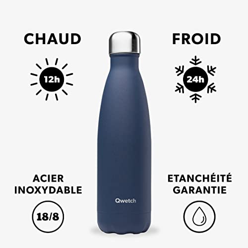 Qwetch, Insulated Originals Bottle, Blue Navy 500 ml, Stainless Steel Water Bottle, 24h Cold and 12h Hot, Leakproof - Image 2